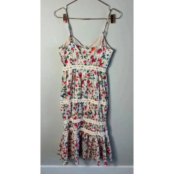 Lovers + Friends Button Front Spaghetti Strap Lani Mid Dress Floral Sz S - Picture 6 of 15